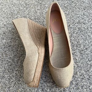 NWT J. Crew Metallic Canvas Espadrille Wedges